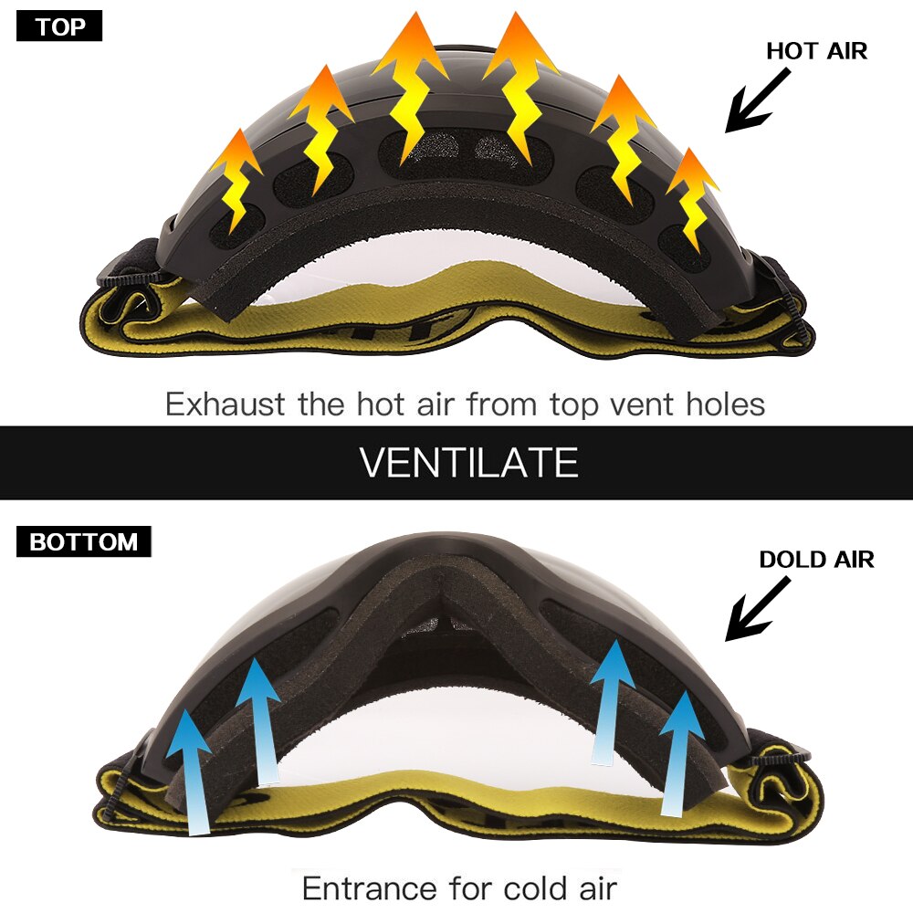 Jiepolly heren dames skibril met grote visie, dubbele lens, snowboard,  uv400 beschermingsbrillen met anticondensfunctie, skibrillen