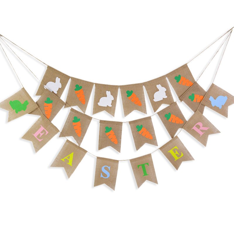 Banderole de lapin en toile de Jute, 2.6M, guirlande de pâques, accessoires de photographie, décoration de fête, bricolage