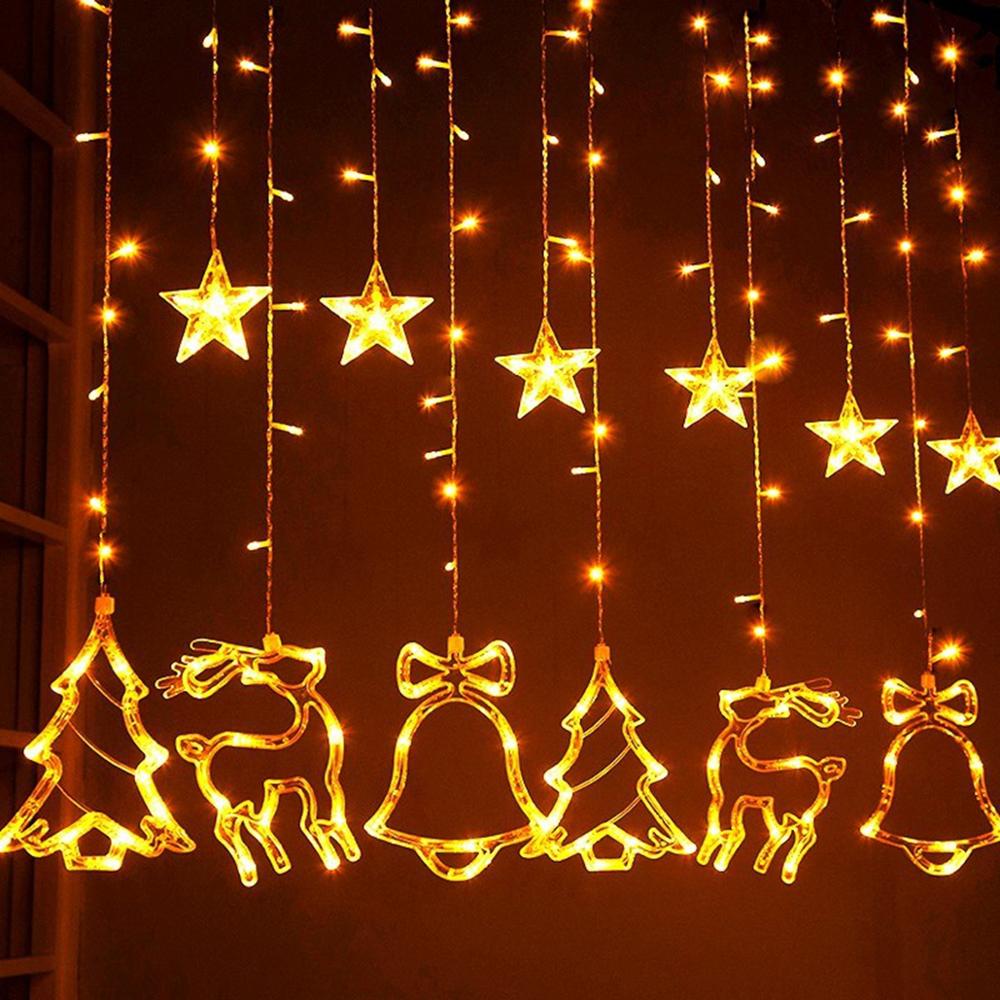 Fengrise Elanden Tree Bell Kerst Led String Lights Garland Kerst Decor Voor Thuis Verlichting Gelukkig Nieuwjaar