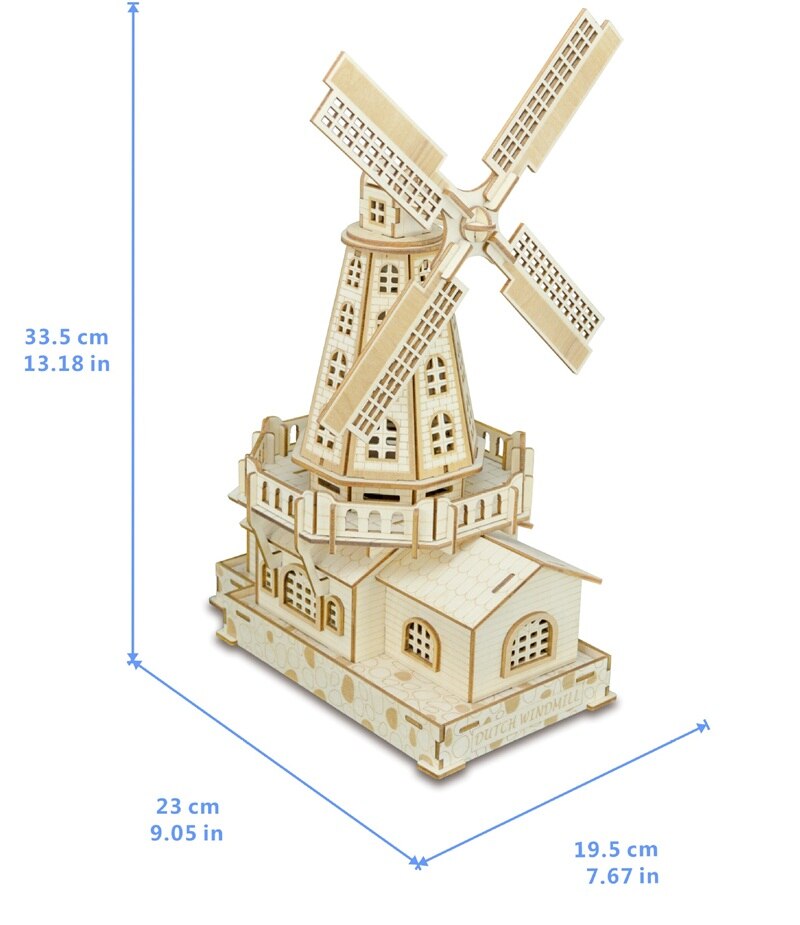 Woodcraft assembly kit puzzles educational games DIY Dutch windmill 3d wooded puzzles for kids Adult Christmas birthday