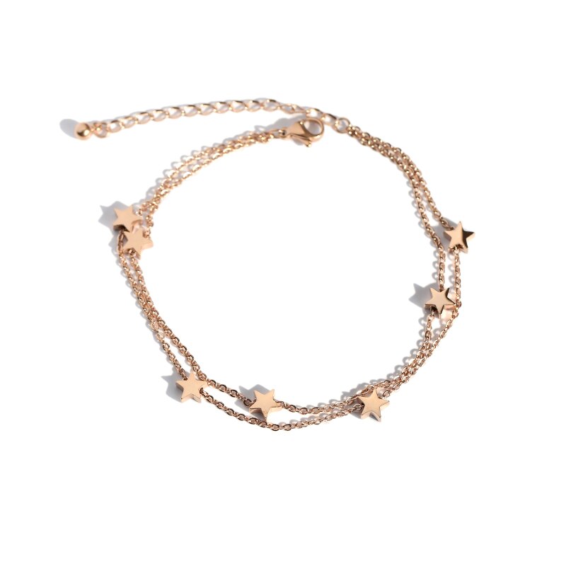YUN RUO Rose Gold Color Seven Stars Anklet Chic Style Woman 316 L Titanium Steel Jewelry Top Never Fade