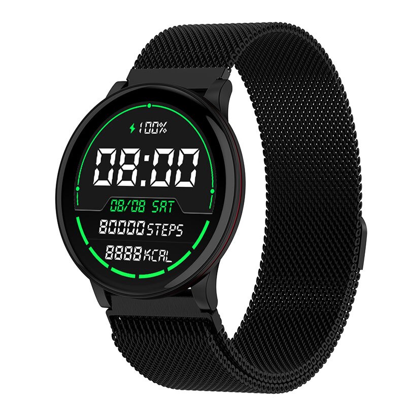 Montre intelligente ronde femmes hommes Smartwatch pour Android IOS électronique horloge intelligente Wach Fitness Tracker nouvelle montre-bracelet intelligente: steel black