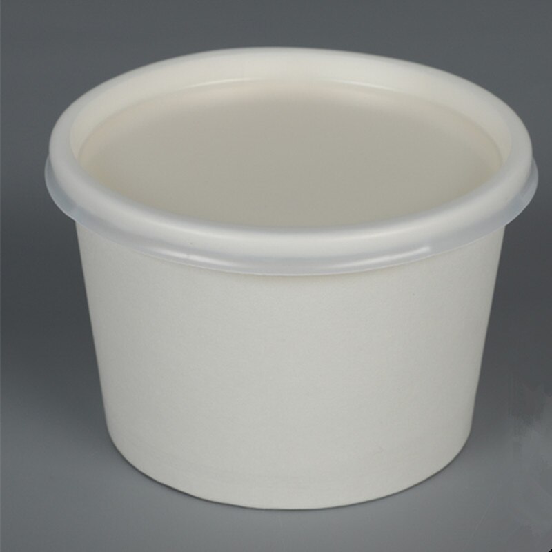 50pcs 200ml 300ml pudding jelly dessert paper cups with lid takeaway package White disposable ice cream cup party birthday favor: cup and lid / 8.5oz 300ml 50pcs