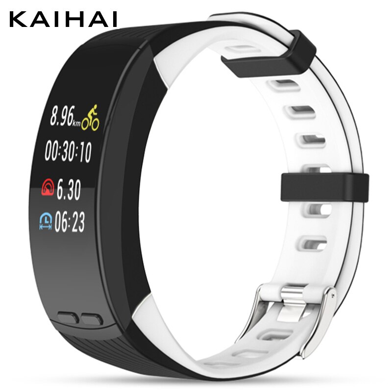 KAIHAI smart watch fitness tracker wristband bracelet gps Positioning without phone Pedometer Heart rate Monitor Pace speed: White