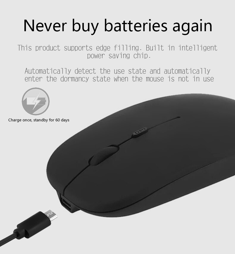 Ratón inalámbrico Bluetooth de 2,4 Ghz, Mouse silencioso, recargable, ergonómico, ratón óptico USB para ordenador portátil, PC, Peripherals de ordenador