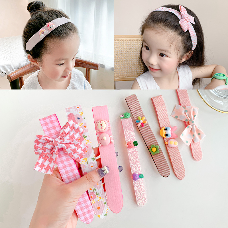 3Pcs Hook &amp; Loop Haarband Kinderen Zomer Pony Stickers Meisjes Gebroken Haar Hoofdbanden Meisjes Hoofdbanden Post Haaraccessoires