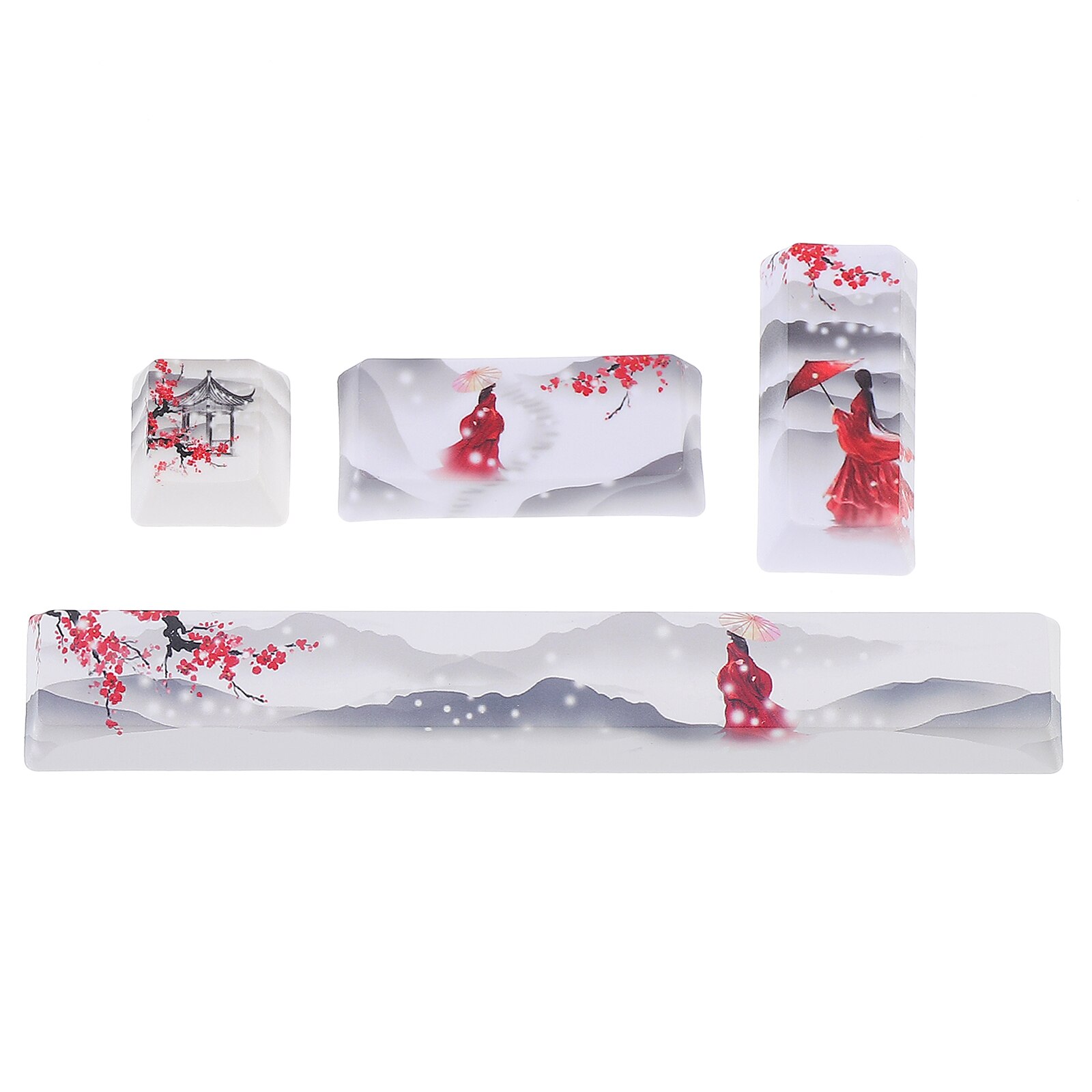 4pcs Lovely Keyboard Key Caps Home Computer DIY Keycaps Kit Keyboard Supply: Watermelon Red