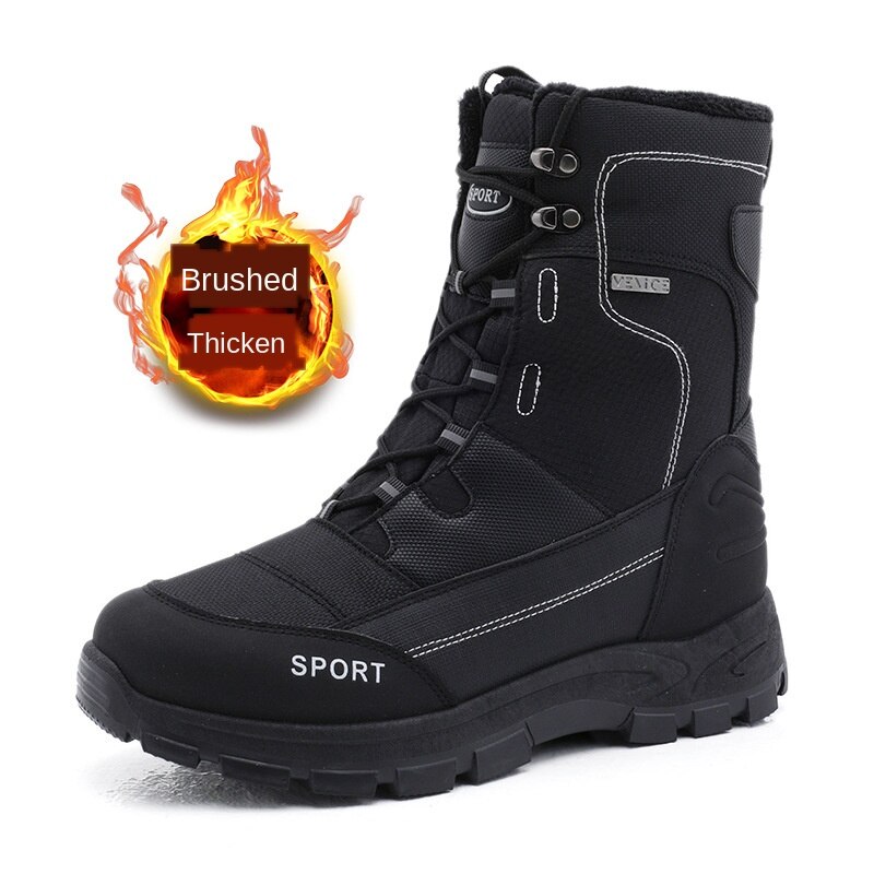 Botas de neve ao ar livre dos homens quente pelúcia impermeável antiderrapante sapatos de algodão botas de motocicleta moda unisex sapatos grossos decoração de metal