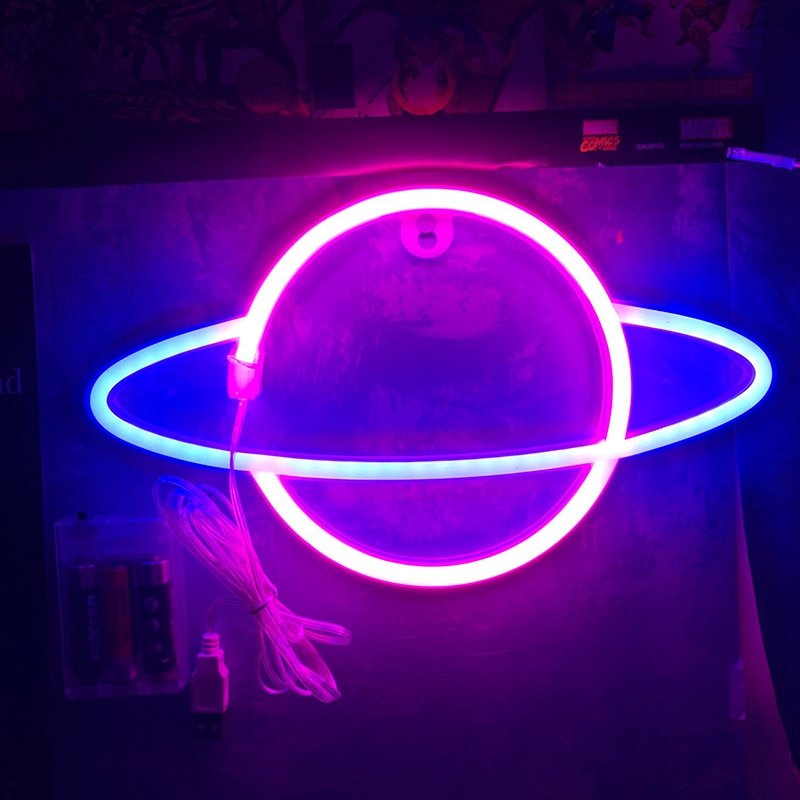 Led Neon Teken Licht Universe Panel Muur Licht Opknoping Led Neon Licht Wandlamp Voor Home Party Room Decor Bar decoratie