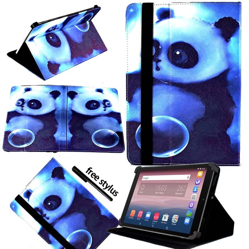 KK&LL For Alcatel OneTouch Pixi 3 10 inch - Leather Tablet Stand Folio Cover Case + Free stylus: Panda