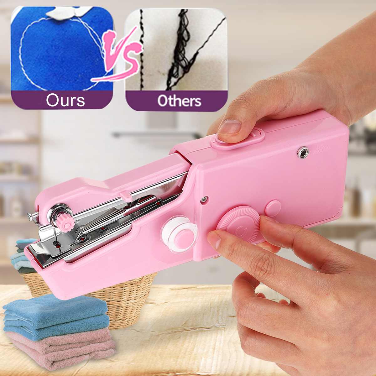 Portable Handheld Sewing Machine Quick Stitch Sew Needlework Electric Cordless Clothes Fabrics Mini Sewing Machine Sewing Kits