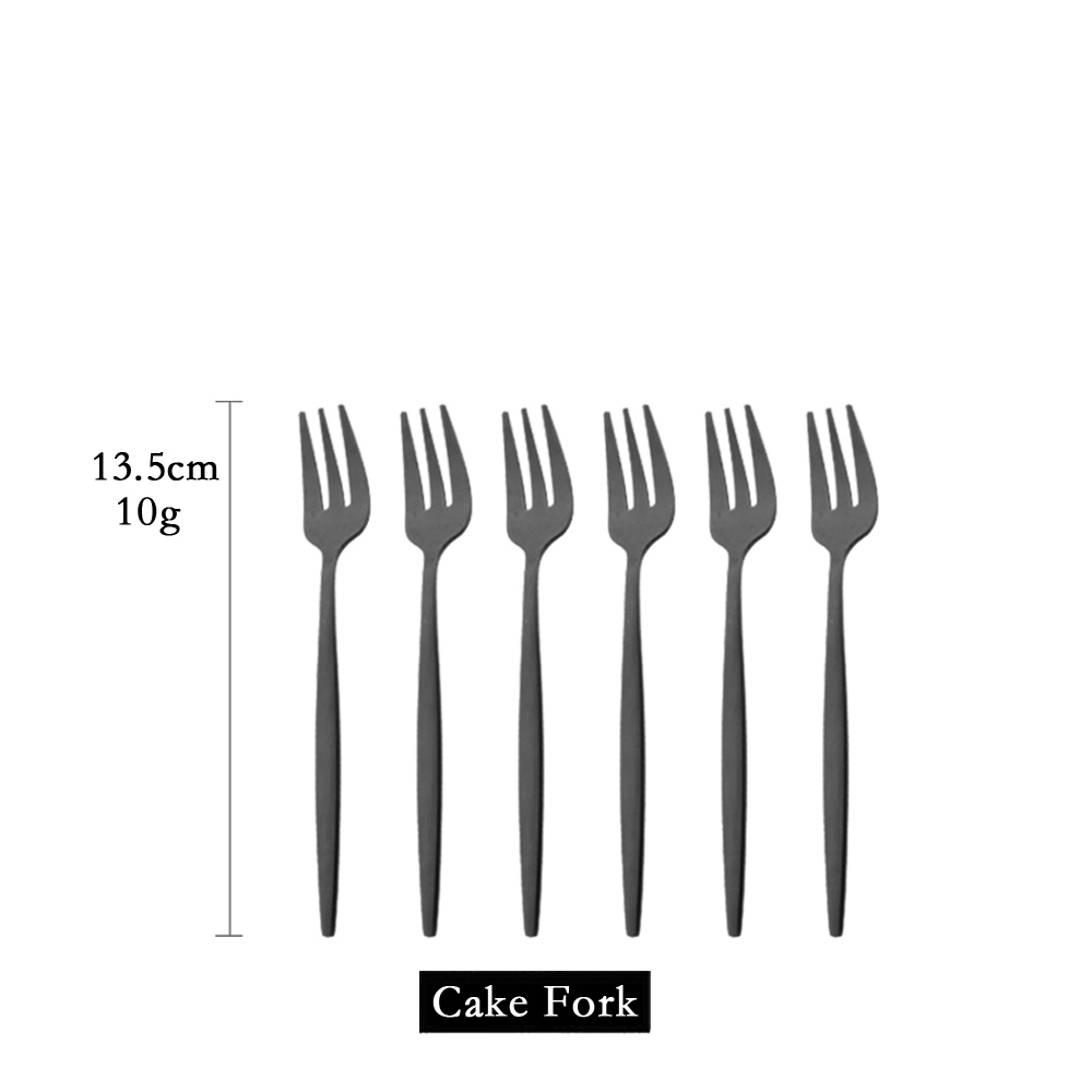 Juego de cubiertos de acero inoxidable para cocina, cubertería negra mate de 6 piezas, cuchara de hielo, tenedor, cuchillo de postre: YELLOW