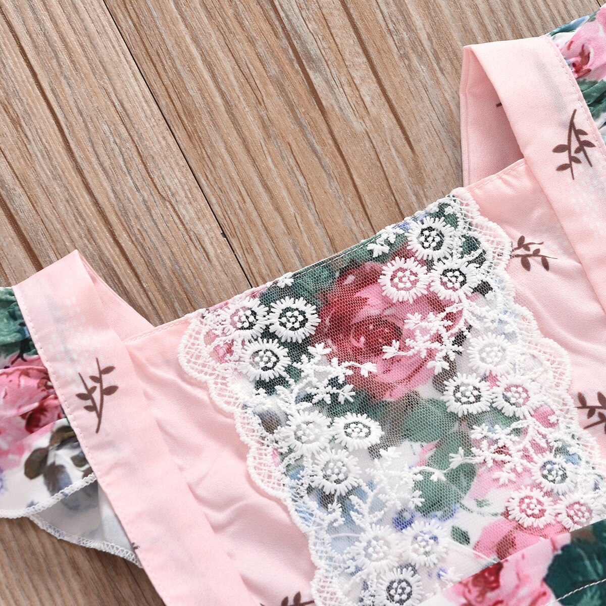 Baby zomerkleding pasgeboren babymeisje ruches kant prinses romper jumpsuit eendelig rugloos zonnepak kledingset