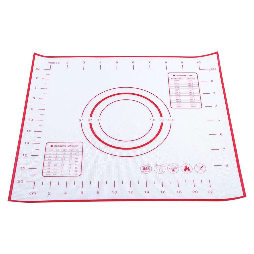 Silicone Baking Mat Nonstick Food Grade Silicone Knead Dough Rolling Mat Dual Scales Measurement Baking Pad Kitchen Accessories: 26X29cm red