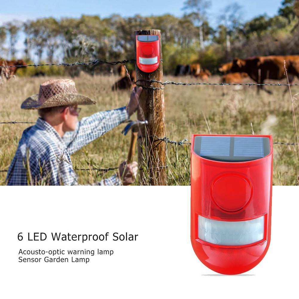 1PC Waterdichte Solar 6 LED Alarm Waarschuwing Security Anti-Diefstal Knipperlicht Sensor Tuin Lamp