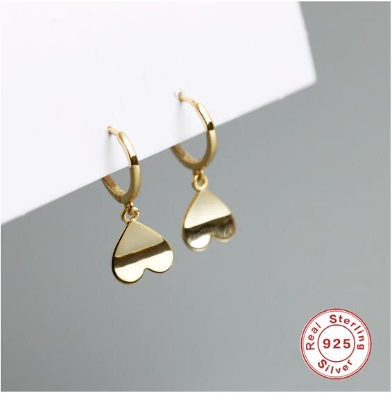 real 925 sterling silver Crystal Heart Hoop Earrings For Women Gold Fish butterfly Cartilage Earrings Charm Jewelry A30: 1