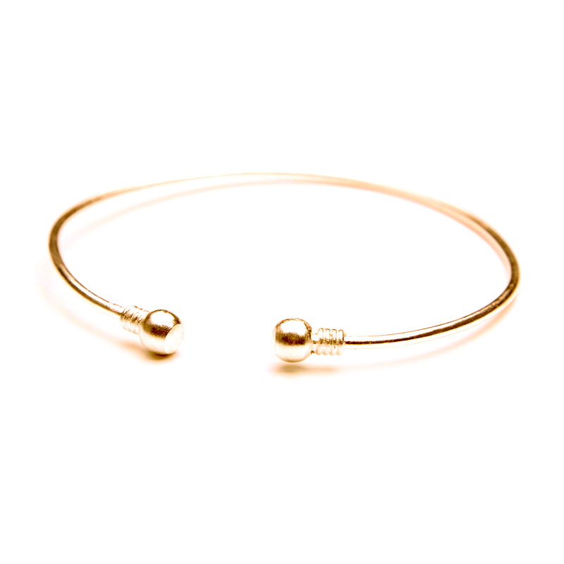 Minimalistisk simpelt forgyldt forsølvet armbånd med åben arm justerbare perler overarm manchet armring enkle smykker: Guld