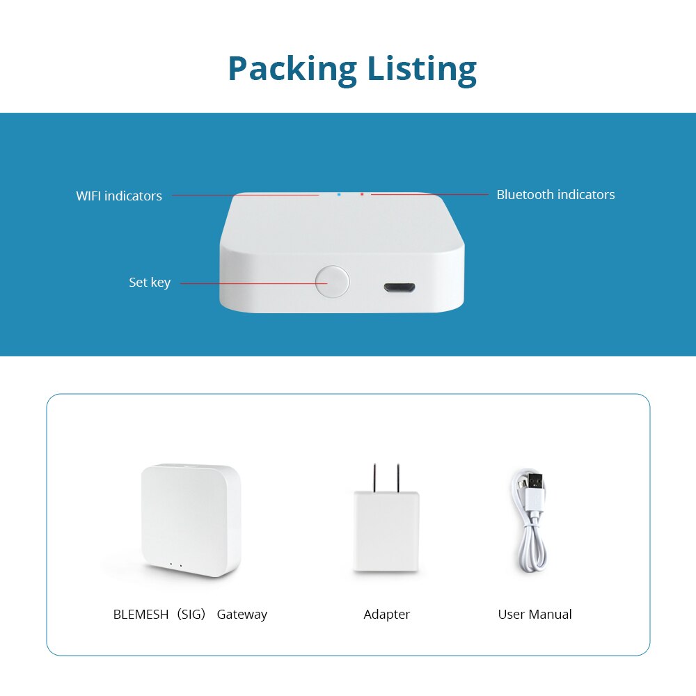 Tuya Bluetooth Hub WiFi Smart Home Bridge Wireless Remote Controller BLUE Sig Mesh