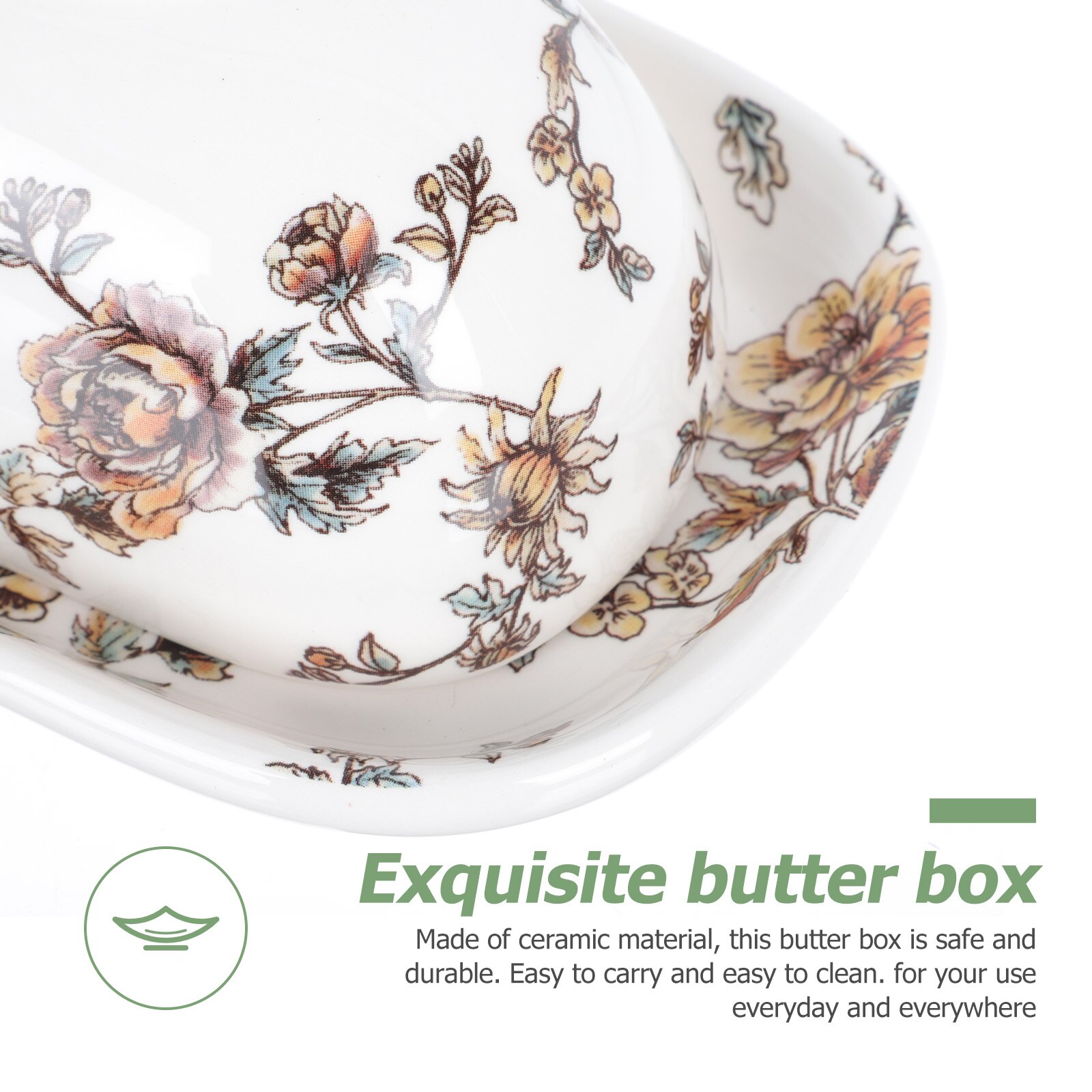 1pc Ceramic Dish Food Service Plate Butter Dish Cheese Box Food Dish