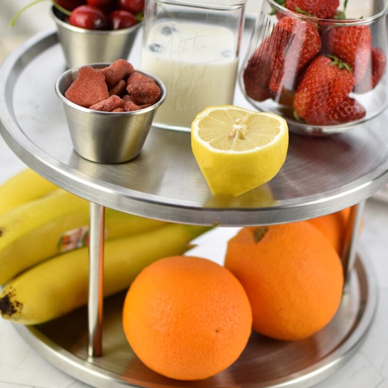 Stainless Steel 2-layer 360 Degree Rotate Lazy Susan Kitchen Spice Storage Rack