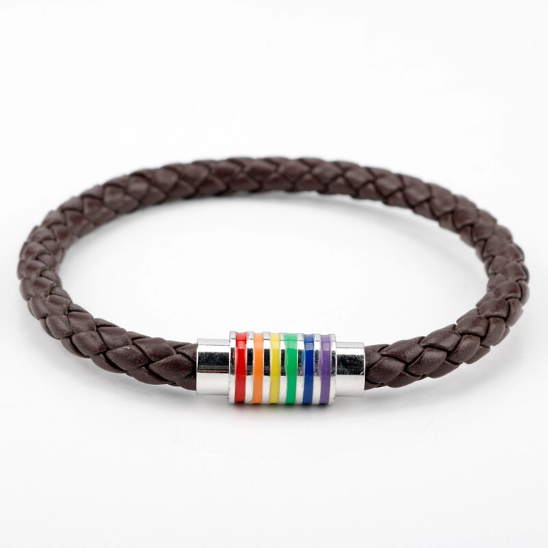 Pulsera de cuero multicapa de estilo moderno, brazalete único, accesorios para mujer y hombre, novedad: E349 brown silver
