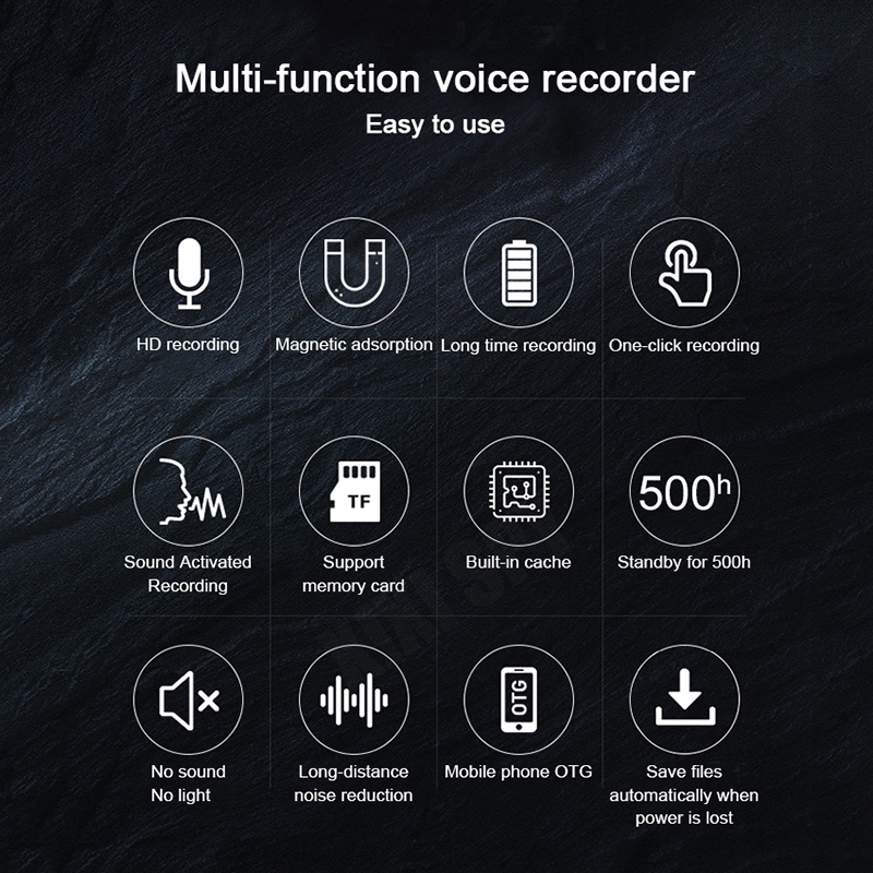 Mini voice activated recorder 500 hours digital recording device sound dictaphone audio micro record portable small