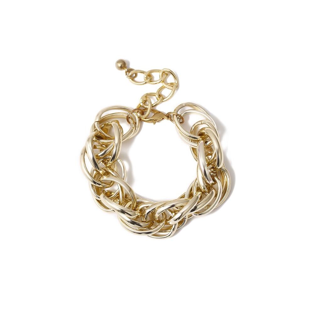 Punk Rock Exaggerated Big Link Geometric Chain Strand Bracelets Jewelry Vintage Metal Statement Bracelets Lady Femme Party: Gold plated