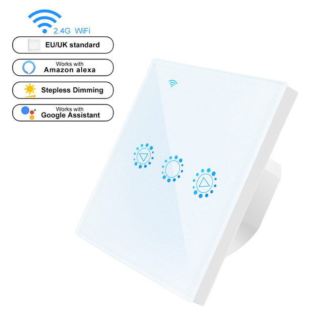 Wifi led dimmer switch 220v 110v dæmpning panel switch forbundet til stemmestyring af alexa google home dimmer til led lamper: Eu hvid
