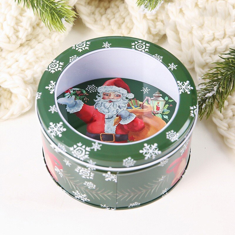 Portable Christmas Box Theme Tin Case Decorative Candy Box Storage Container