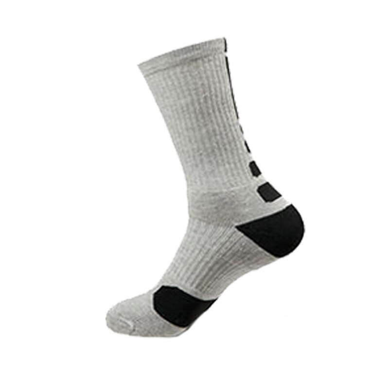 Basketball Adult mao jin di Thickened Elite Socks Profession Sweat Absorbing Wear-Resistant Anti-Friction Training Athletic Sock: LQW10405 Paragraph Greyish Black