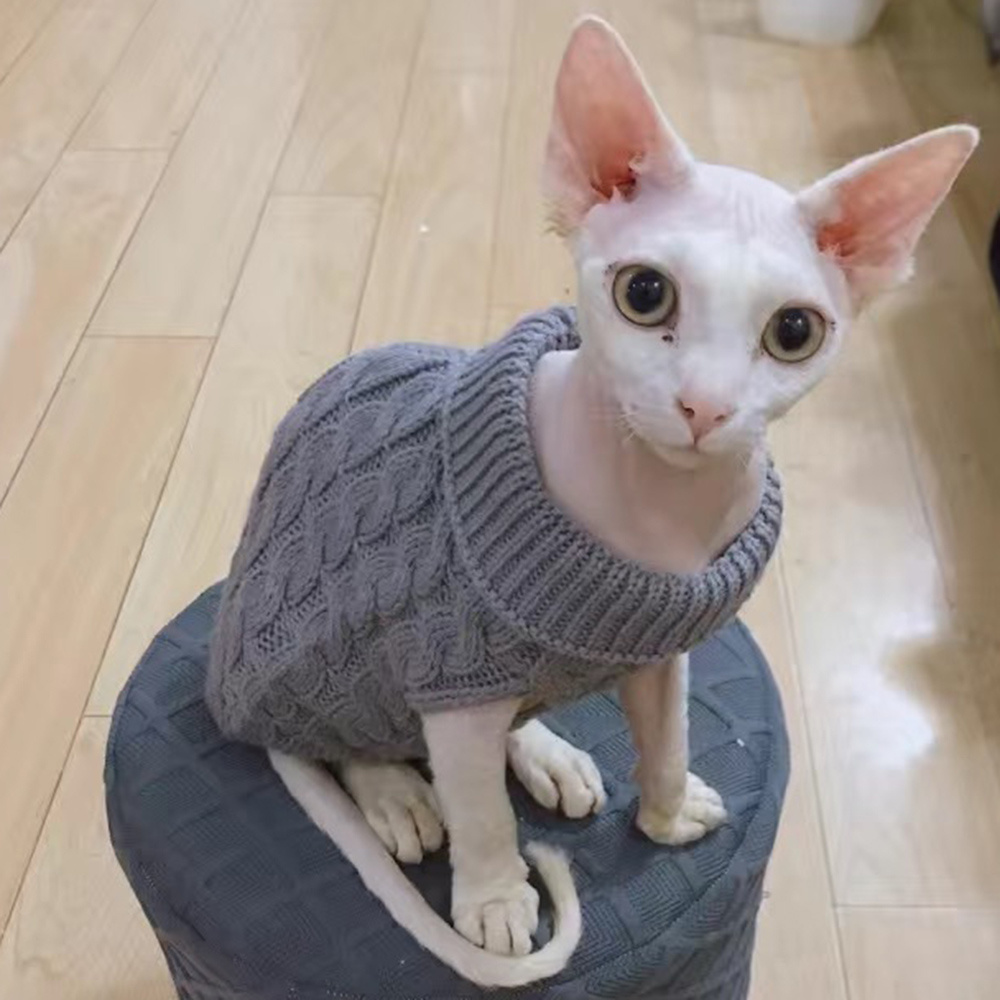 Suéter de punto cálido para gatos Sphynx, ropa de invierno para mascotas, ropa para gatos, jerséis para cachorros y gatitos Katten Kedi, ropa para gatos