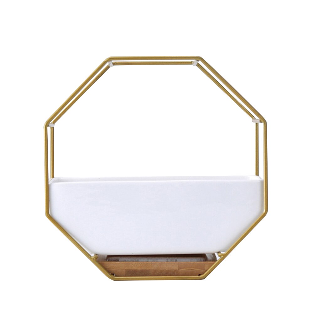 Achthoek Muur Opknoping Vetplant Bloempot Tafel Keramische Schotel Vaas Decor Een Bloempot Plant/Bloempot Planter tuin Groot: Golden