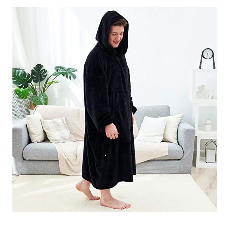 Winter Warm TV Pocket Hooded Blankets Adults Kids Bathrobe Sofa Cozy Blanket Sweatshirt Plush Coral Fleece Blankets Outwears