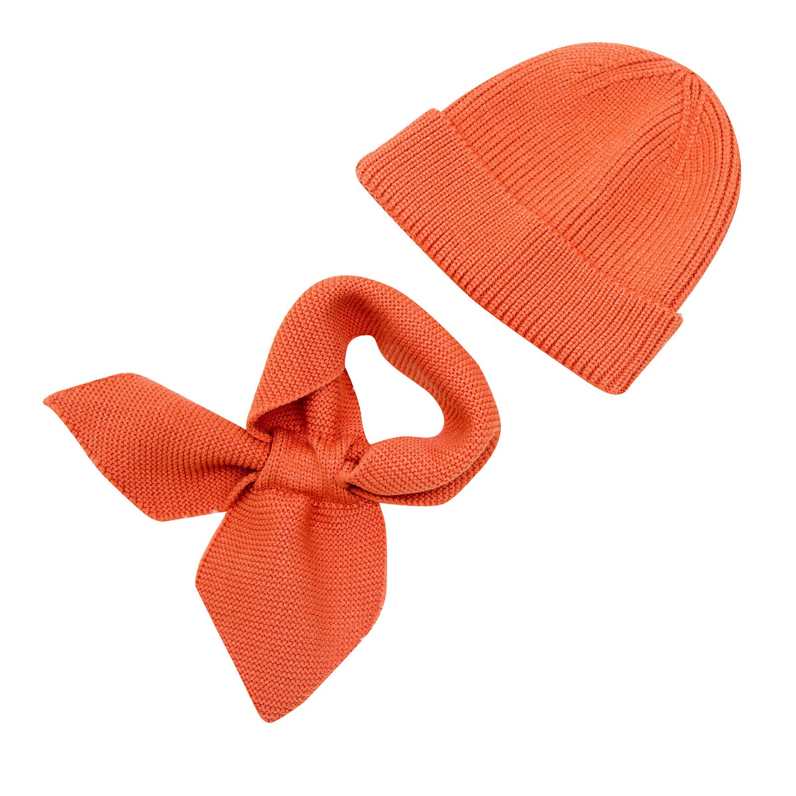 Muqgew Kinderen Muts Sjaal Pak Herfst Winter Knitteed Kids Muts Sjaal Set Katoen Meisjes En Jongens Hoeden Hals Kinderen sjaal: Orange