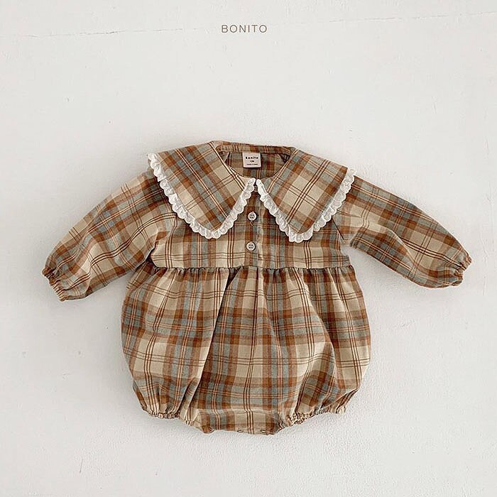 Herfst Baby Meisje Bodysuit Ruches Prinses Vintage Lange Mouwen Plaid Jumpsuit Baby Boy Kleding Kids Kleding