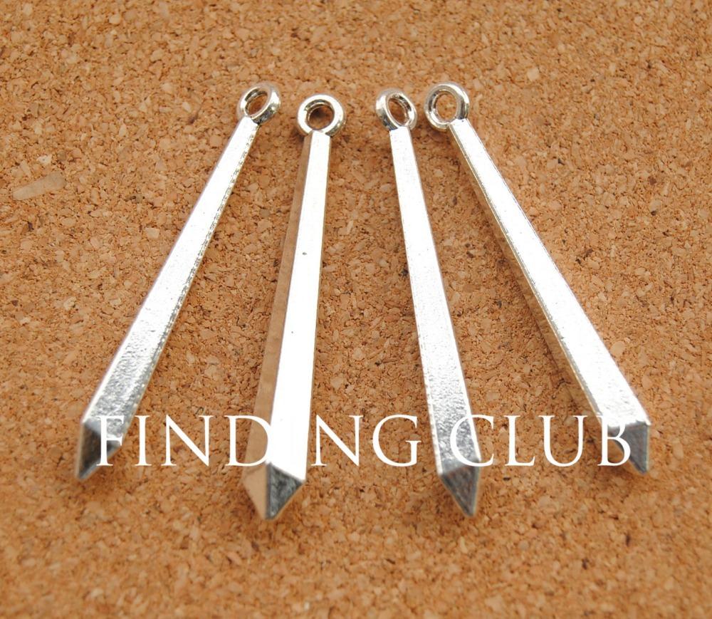 30 pcs Silver Color Faceted Geometric Spikes Charms Pendant DIY Metal Bracelet Necklace Jewelry Findings A290