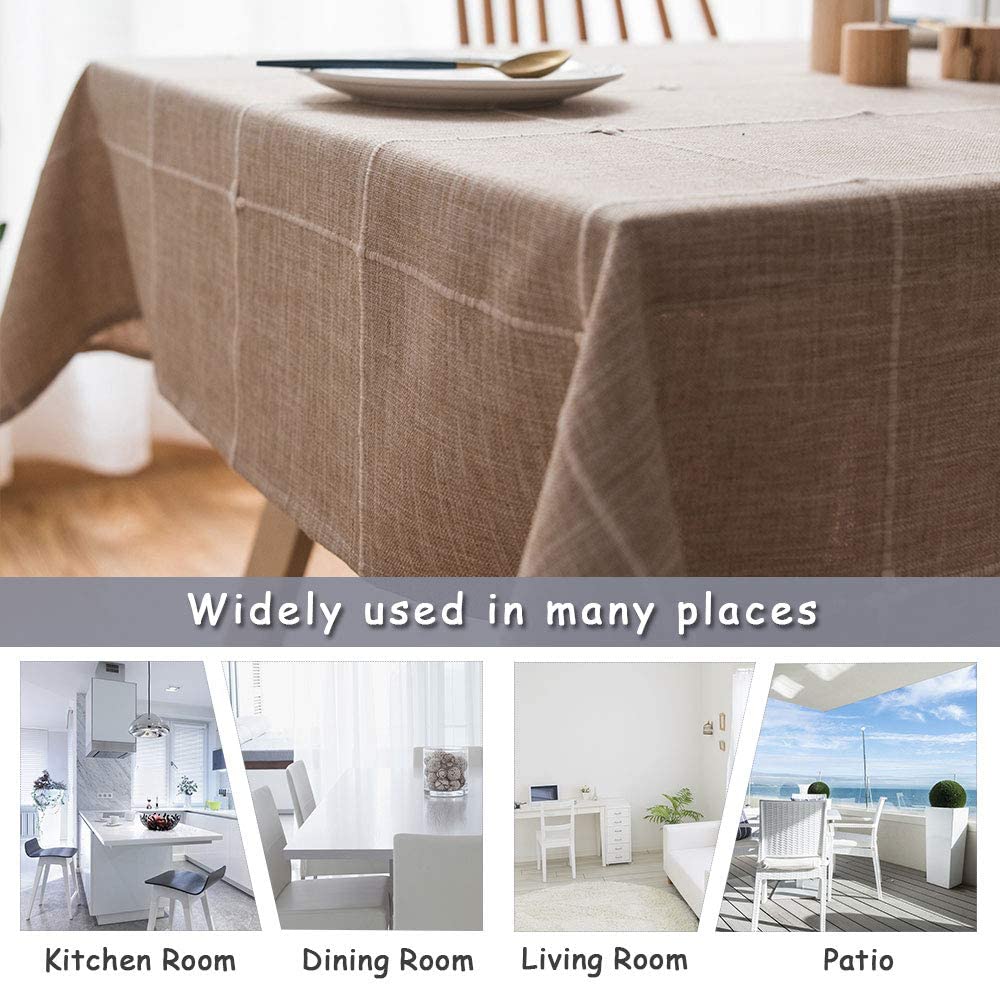 Heavy Duty Cotton Linen Tablecloth for Rectangular Tables Solid Embroidery Lattice Table Cloth for Kitchen Dinning Tabletop Deco