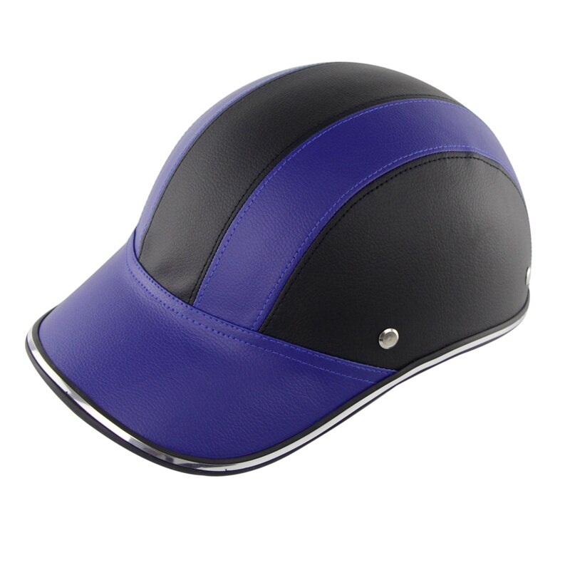 Motorcykel hjelm halv åben ansigt baseball cap åndbar aftagelig foring justerbar stap  h7jp: Blå