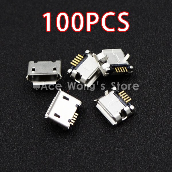 100 stks/partij Micro USB 5 P, 5-pin DIP Micro USB Jack, 5 Pins Micro USB Connector Tail Opladen socket
