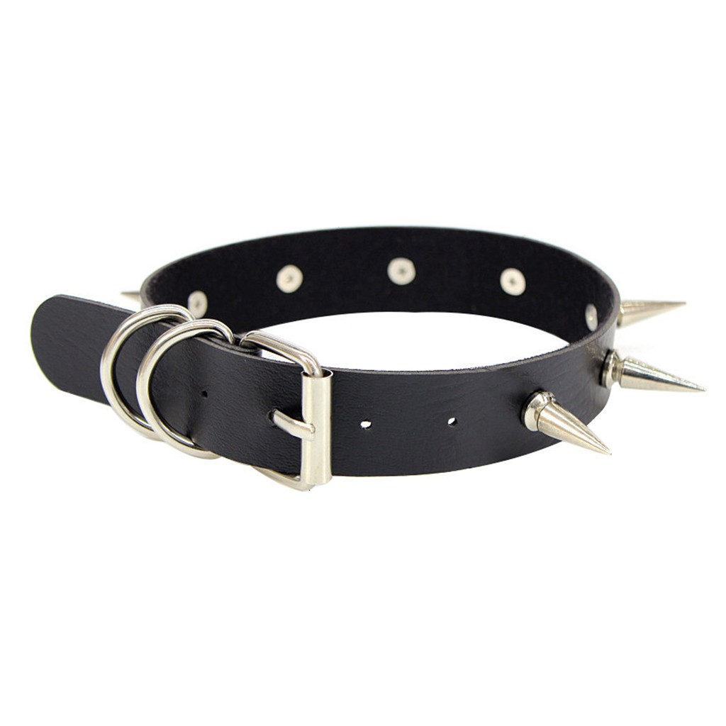 Gótico punky gargantilla Collar con picos remaches mujeres hombres tachonado Choker Collar plata Collar gótico joyería: Default Title