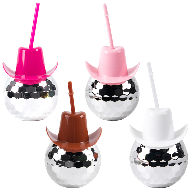 Disco Ball Cups with Cowboy Hat Lids and Straws Hen Bachelorette Party Decorations 70s Retro Bar Dance Disco Party Supplies