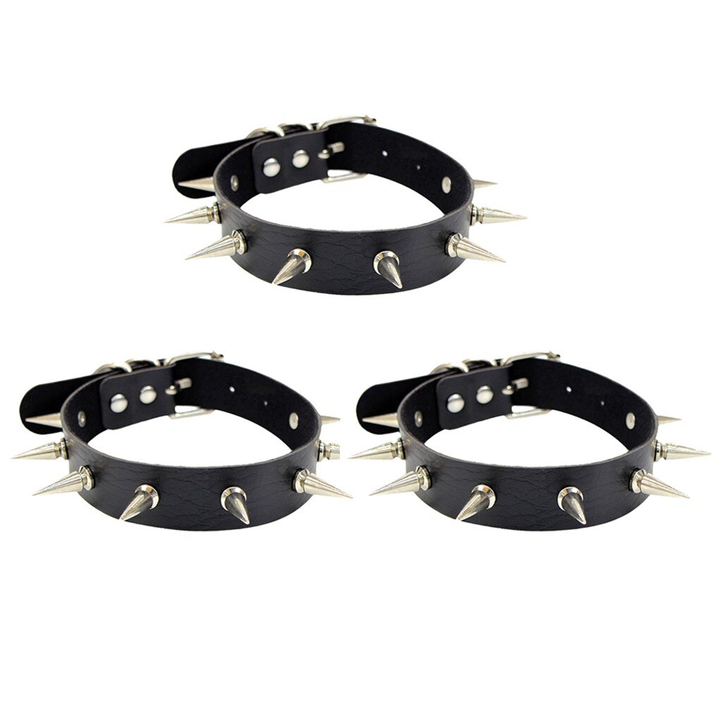 Gótico punky gargantilla Collar con picos remaches mujeres hombres tachonado Choker Collar plata Collar gótico joyería