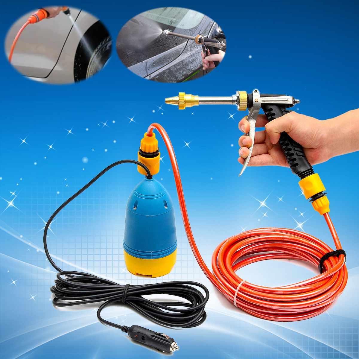 Car Wash 12V 60W High Pressure Car Washer Guns Pump Cleaner Car Portable Washing Machine Electric Cleaning Auto Device