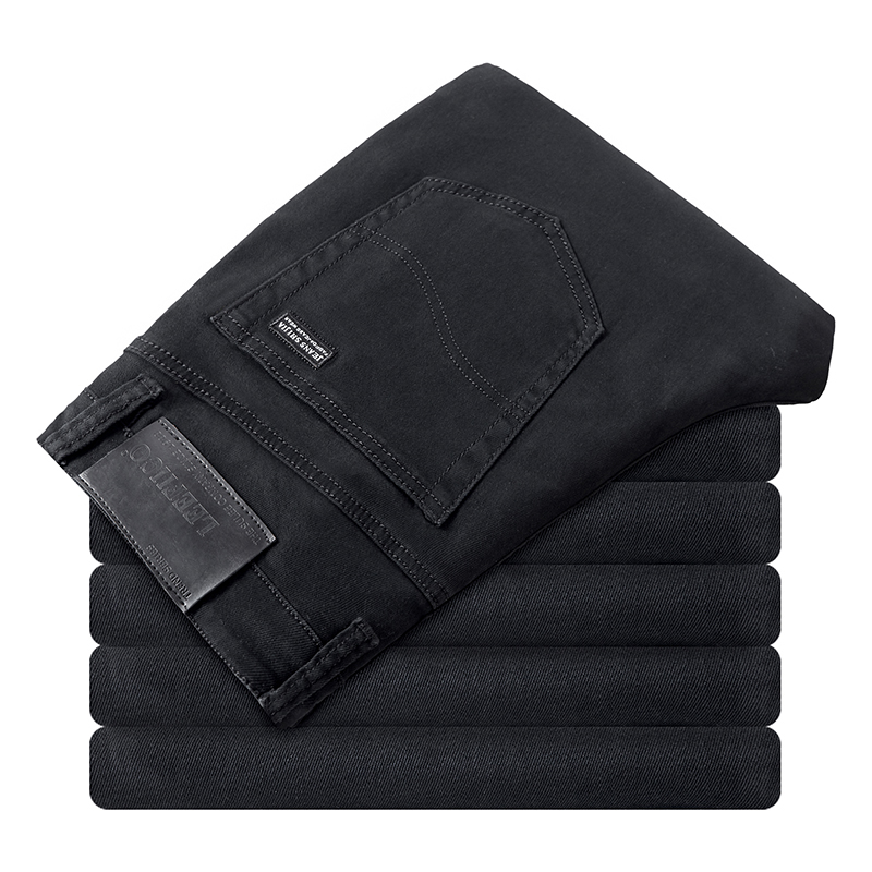 Enzo Mens Rechte Been Stretch Jeans Basic Werk Denim Broek Grote Lange Alle Taille, Zwart, 34W / 30L