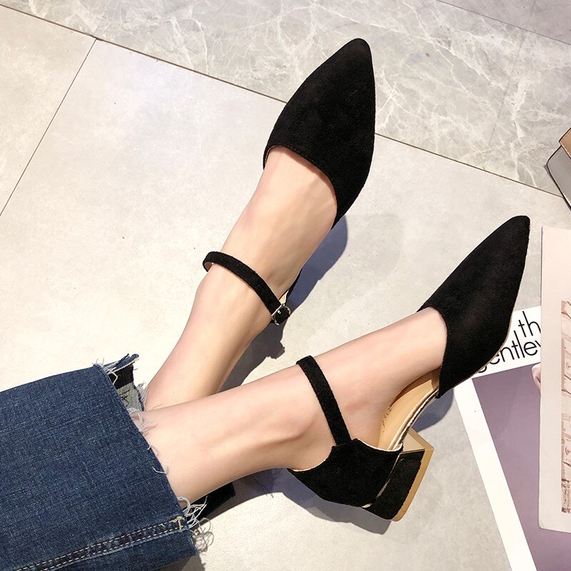 Sandals women's wild Harajuku style word buckle with simple thick with women's shoes