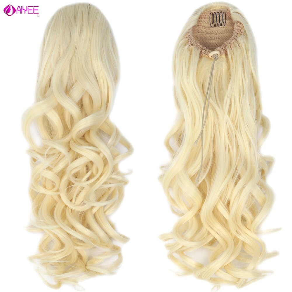 AIYEE Clip in Hair Extensions 55cm,22" Pony Tail Horsetail Synthetic Hairpieces Ponytail Drawstring Straight Ribbon Ponytails