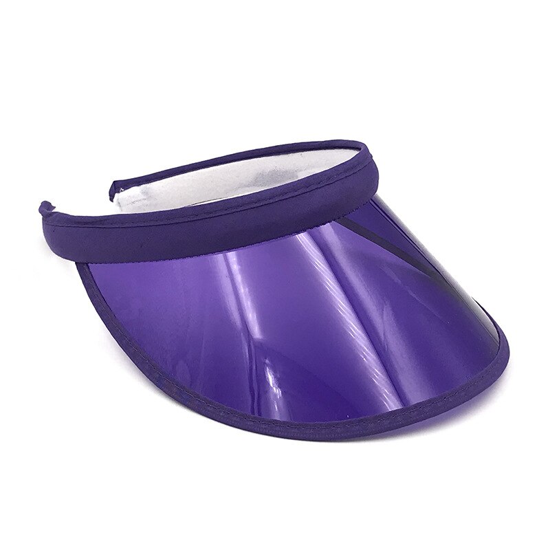 Mode Zomer PVC Zonneklep Hoed Unisex Hoofdband Cap Uv-bescherming Transparante Outdoor Wandelen Sport: Paars