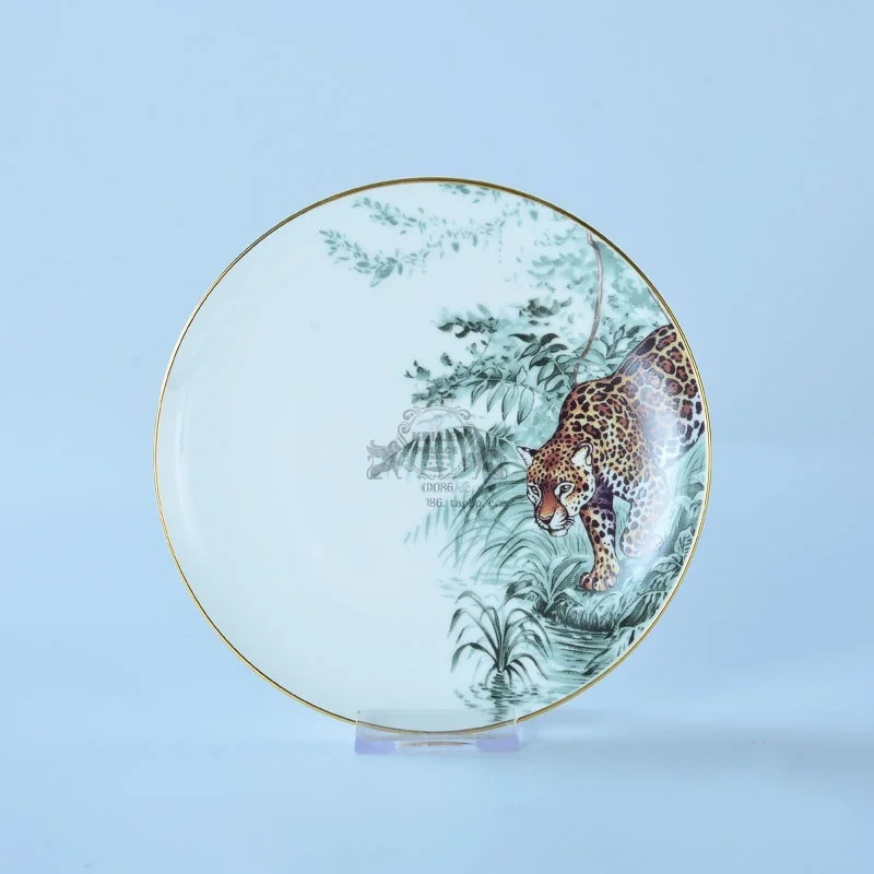 Juegos de platos de cocina, juego de tazas, cuenco, cuchara, platos de cena, taza, plato de postre, juegos de platos y platos de animales del bosque lluvioso: Plata