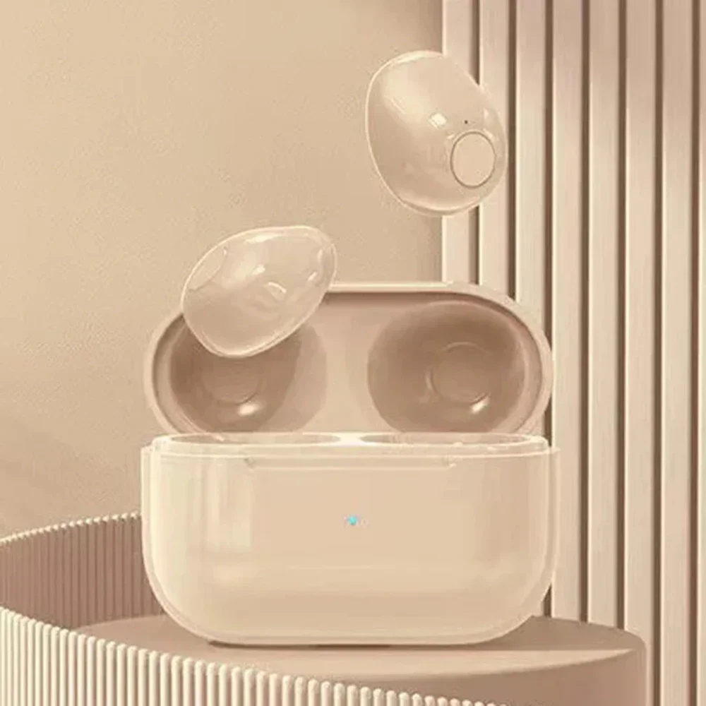 Unsichtbare Kopfhörer, Mini-Kopfhörer, Bluetooth, TWS, kabellos, Sleepwith Mikrofon, HD-Anruf, Semi-In-Ear-Ohrhörer, Rauschunterdrückung: Rot