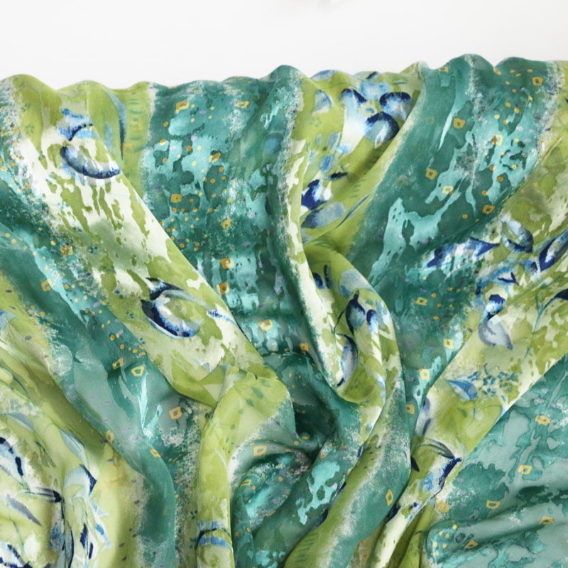 100cm * 110cm burnout zijde doek jacquard strand jurk stof natuurlijke zijde